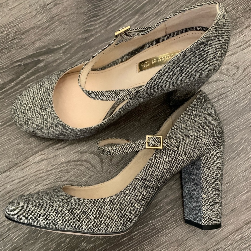 Louise et Cie Grey Tweed Mary Jane Heels 6M/36